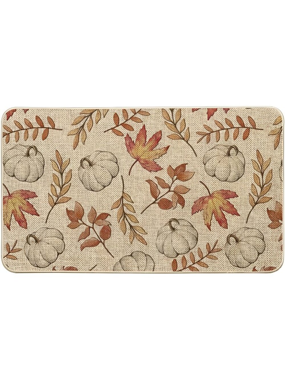 Pumpkins Maple Leaves Fall Doormat, Autumn Home Decor Floor Mat 17x29 Inch